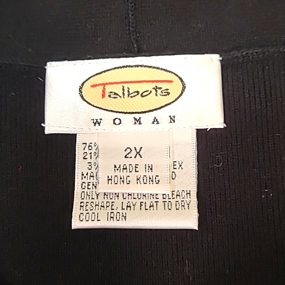 Talbots Woman Black Cotton Nylon Blend Short Sleeve Sweater Tee Size 2x - Picture 7 of 9